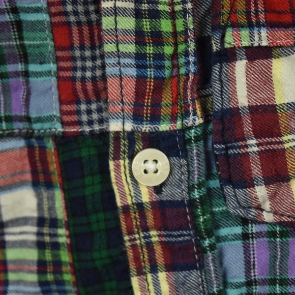 Patchwork plaid long sleeve button down shirt GAP - Picture 4 of 10